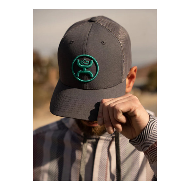 product variation HOOEY O-Classic 6-Panel Turquoise Hooey Logo Gray Trucker Cap (2109T-GY) image