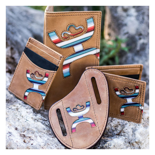 product variation HOOEY Original Tan with Sunset Serape Print Front Pocket Bifold Wallet (HBF013-TNSP) image