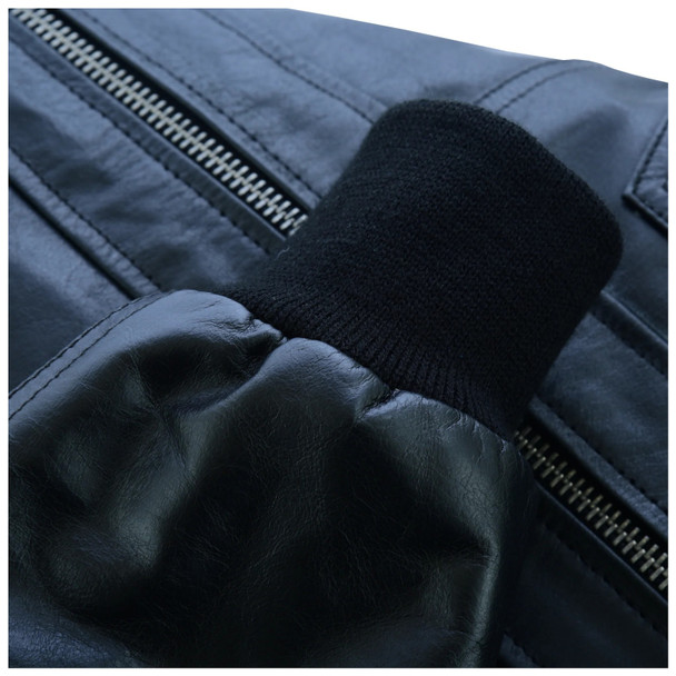 product variation VANCE LEATHERS USA Men's Sven Bomber Black Waxed Premium Cowhide Motorcycle Leather Jacket with Removable Hood (VL551B) image
