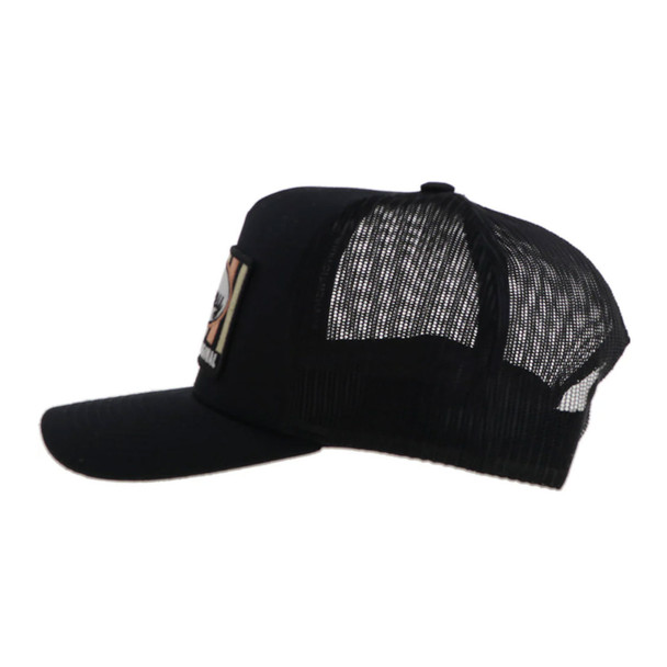 product variation HOOEY Sudan 5-Panel Tan/Gray Rectangle Patch Black Trucker Cap (2311T-BK) image