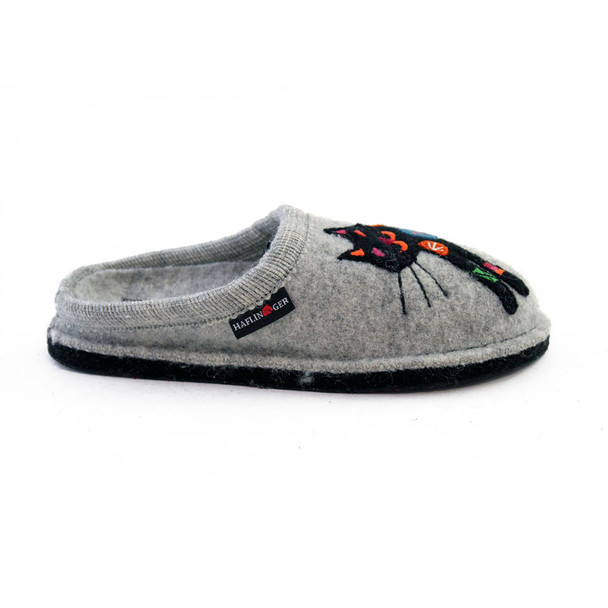 HAFLINGER Women's Sassy Arch Support Silver Grey Wool Slippers (313048-84)