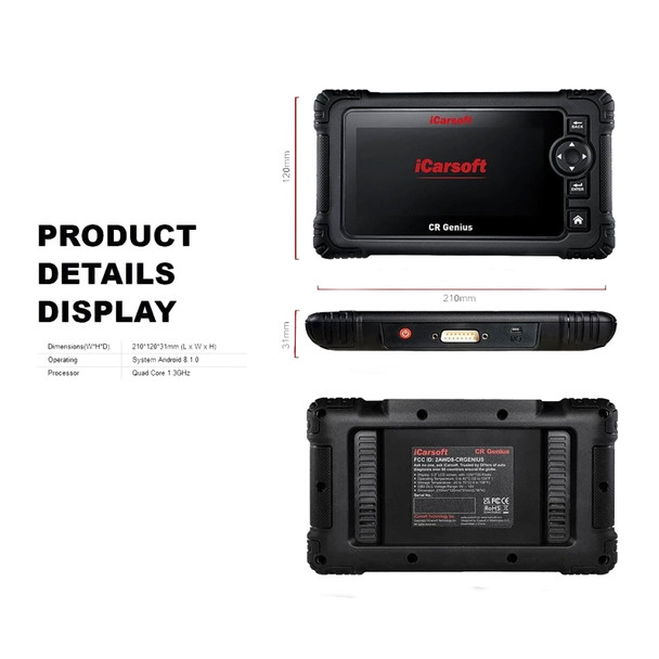 product variation ICARSOFT CR Genius 5in Multi-Brand Multi-System Car Diagnostic Tool (CR-Genius) image
