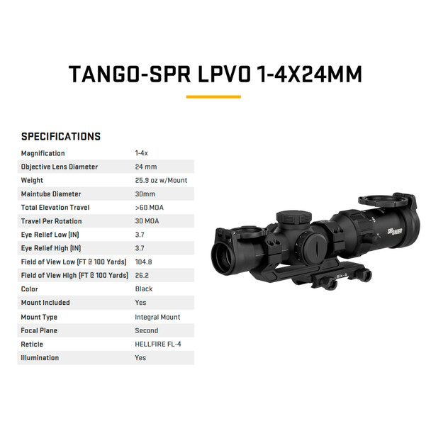 SIG SAUER Tango-SPR 1-4x24 30mm SF Riflescope SOTS41000