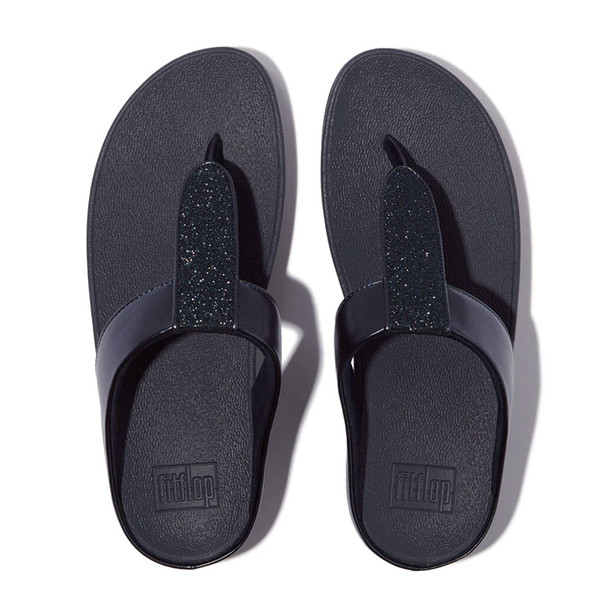 product variation FITFLOP Women's Fino Glitterdust Metallic Toe-Post Midnight Navy Sandals (IK5-399) image