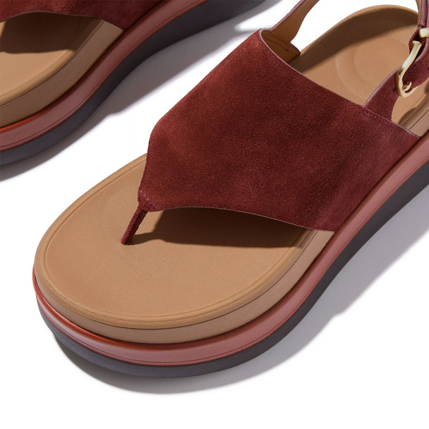 product variation FITFLOP Women's F-Mode Stack Suede Back-Strap Chocolate Toe-Post Sandals (E2H-D07) image
