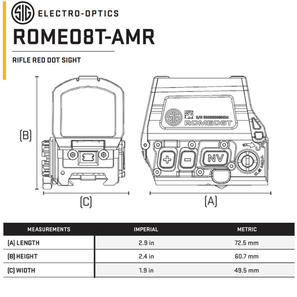 product variation SIG SAUER Romeo8T-AMR 1x40mm QBCD 2.0 Reticle Red Dot Sight (SOR8T101) image
