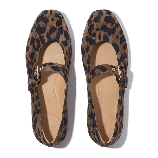 product variation FITFLOP Delicato Mary Janes Leopard Suede Chocolate Mix Shoes (E3L-D20) image