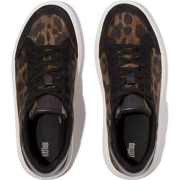 product variation FITFLOP Women's RTG Leopard Suede Black/Chocolate Mix Sneakers (E6I-D24) image