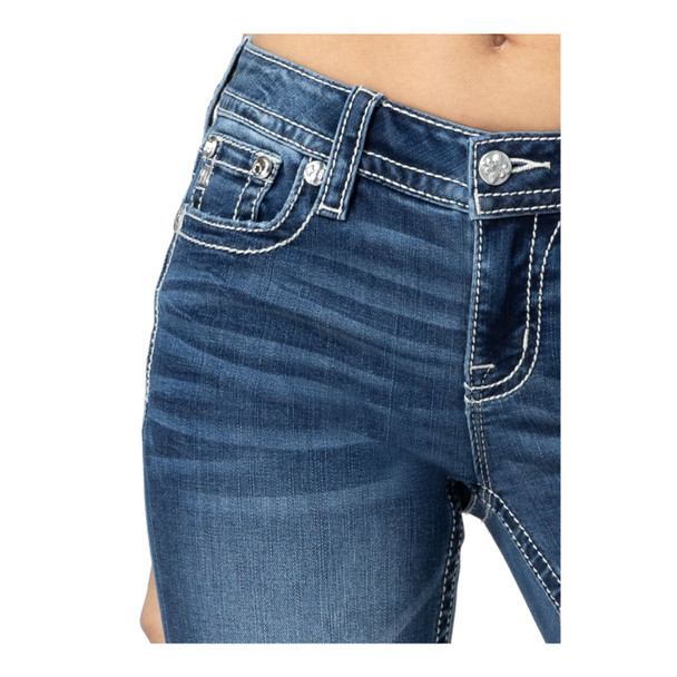 product variation MISS ME Womens Albus Faux Flap Pocket Mid-Rise 32L Bootcut Jeans (M5082B174V) image