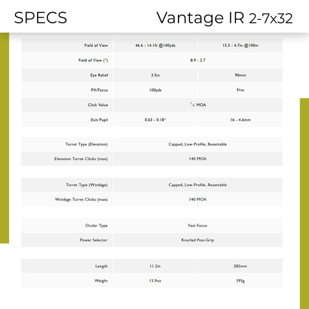 product variation HAWKE Vantage IR 2-7x32 Mil Dot IR Reticle Riflescope (14209) image