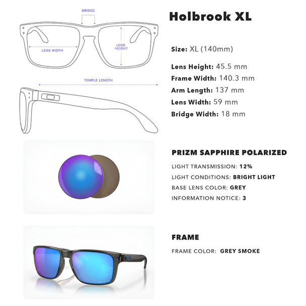 product variation OAKLEY Holbrook XL Sunglasses with Grey Smoke Frame and Prizm Sapphire Polarized Lens (OO9417-0959) image