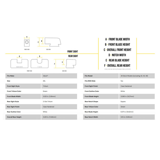 product variation AMERIGLO Optic Compatible 3XL Sight Set for Glock Models (Excluding 42, 43, 48) (GL-349) image