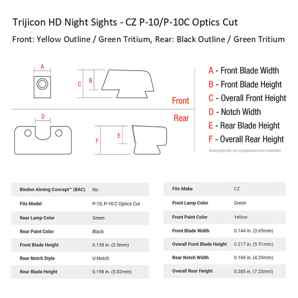 product variation TRIJICON HD Night Sights for CZ P-10/P-10C Optics Cut (CZ104-C-601093) image