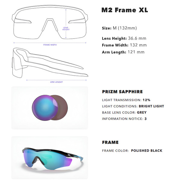 product variation OAKLEY M2 Frame XL Sunglasses with Polished Black Frame and Prizm Sapphire Lens (OO9343-2145) image