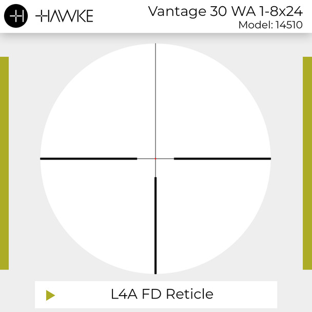 product variation HAWKE Vantage 30 WA IR 1-8x24 Fiber Dot 1/2 MOA Low-Profile Riflescope (14510) image