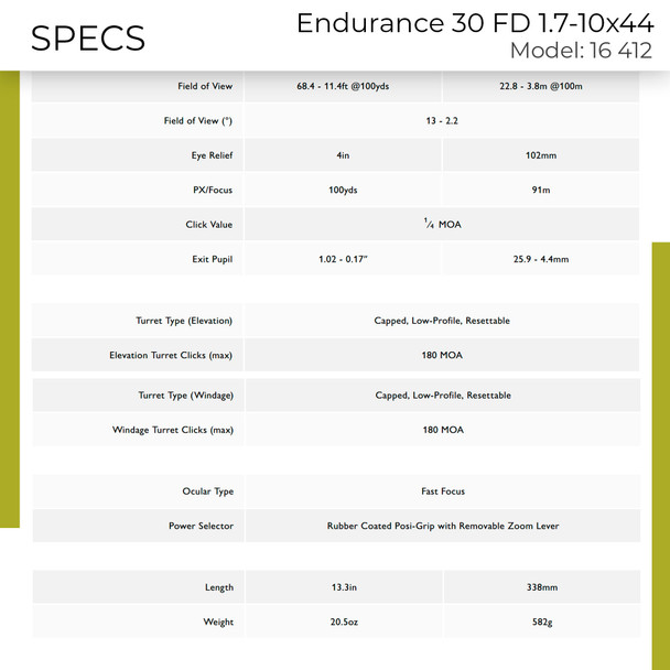 product variation HAWKE Endurance 30 WA Fiber Dot 1.7-10x44 L4A Fiber Dot Riflescope (16412) image