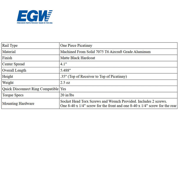 product variation EVOLUTION GUN WORKS HD Springfield 03A3/03A4 Picatinny Rail Scope Mount 20 MOA (80242) image