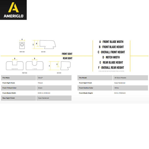product variation AMERIGLO Classic Green Tritium w/ White Outline Front Sight For Glock (GL-112-300) image