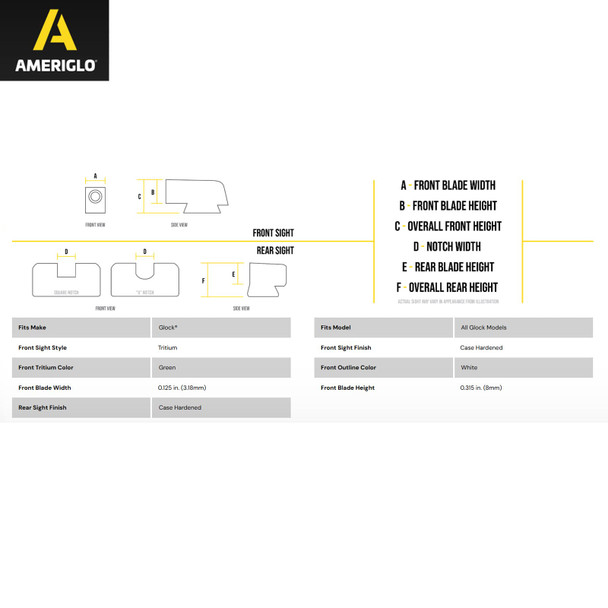 product variation AMERIGLO Classic Green Tritium with White Outline Front Sight For Glock (GL-112-315) image