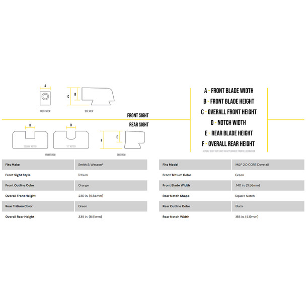 product variation AMERIGLO Trooper Sight Set for Smith & Wesson M&P 2.0 CORE Dovetail (SW-817) image