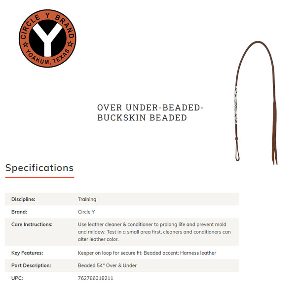 product variation CIRCLE Y Buckskin Beaded 54in Over Under Strap (1072-54-SX) image
