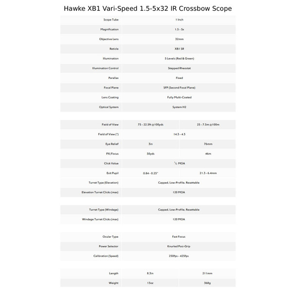 product variation HAWKE XB1 Vari-Speed 1.5-5x32 IR Crossbow Scope with Match Mount 1in Medium Weaver Scope Rings (12221+22113) image