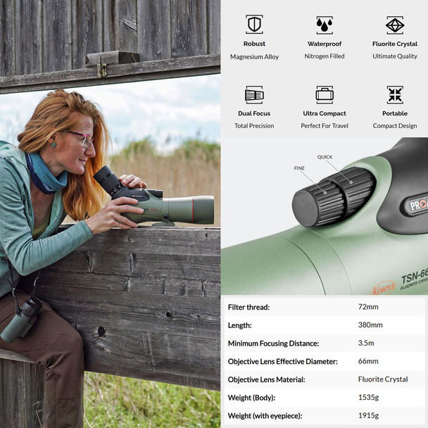 product variation KOWA Prominar TSN-66S 66mm Spotting Scope Straight With TE-11WZ II Eyepiece (TSN-66S-ZM-SET) image