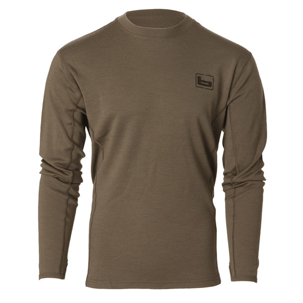 product variation Banded Base midweight merino wool long sleeve crew top in Chocolate image
