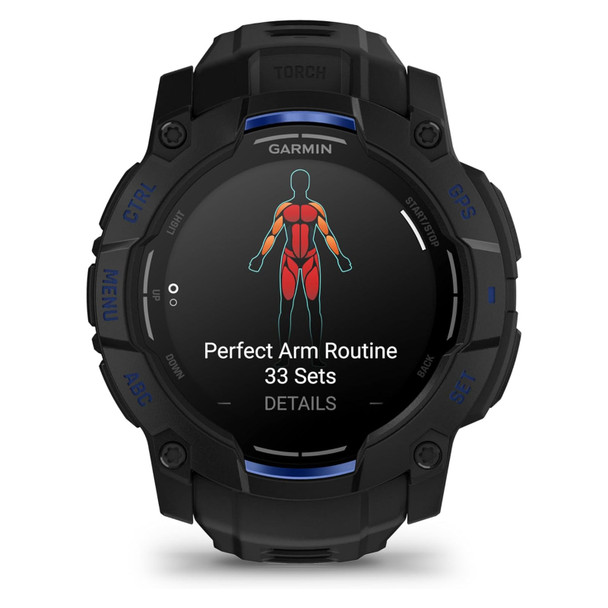 product variation GARMIN Instinct 3 Amoled 50mm Black With Black/Bolt Blue Band GPS Smartwatch (010-03020-03) image