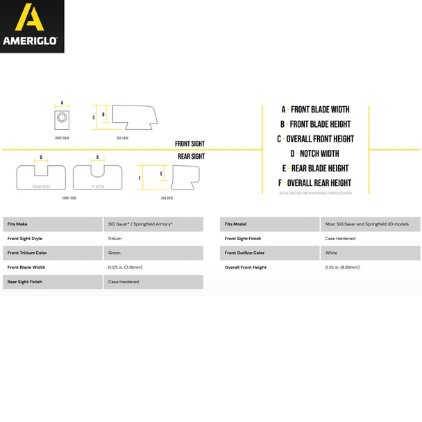 product variation AMERIGLO Tritium Front Sight for Sig Sauer/Springfield Armory XD (SG-160-350) image
