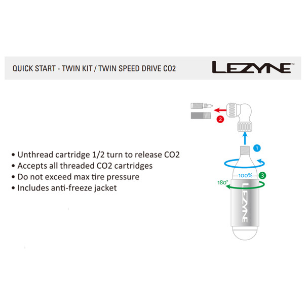 product variation LEZYNE Twin Speed Drive Gloss Black Co2 Bike Inflator with 16g Cartridge (1-C2-TSPDR-V104) image