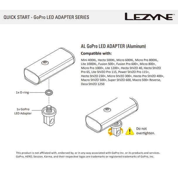 product variation LEZYNE AL Go-Pro Black LED Adapter (1-LED-GPADAL-V104) image