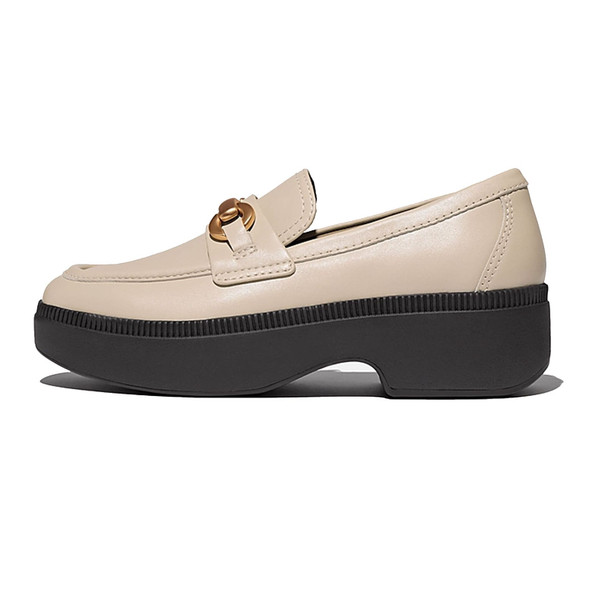 product variation FITFLOP Women's F-Luma Chunky-Snaffle Stone Beige Leather Demi-Wedge Loafers (IJ7-A20) image