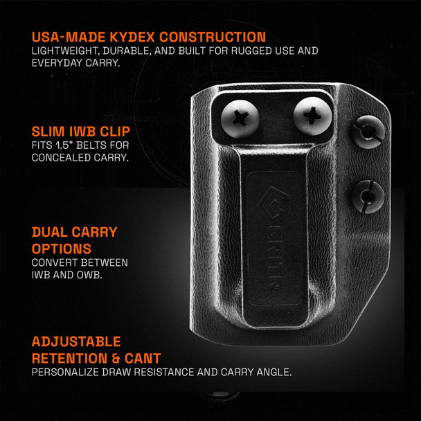 product variation GRITR Ambi IWB/OWB Mag Carrier - Fits 9mm/.357/.40 Cal Double-Stack Handgun Mags image