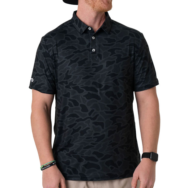 product variation Burlebo men's performance polo, UPF 50 moisture wicking golf and outdoor shirt Black Camo image