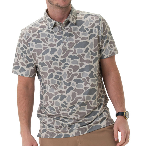product variation Burlebo men's performance polo, UPF 50 moisture wicking golf and outdoor shirt Classic Deer Camo image