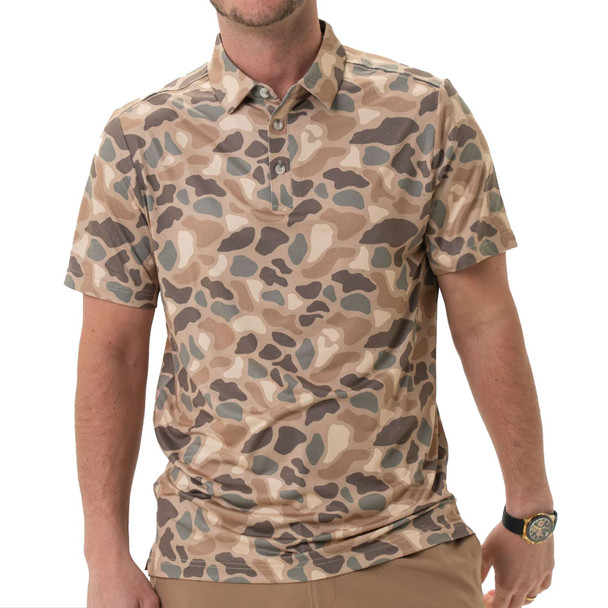 product variation Burlebo men's performance polo, UPF 50 moisture wicking golf and outdoor shirt Pintail Camo image