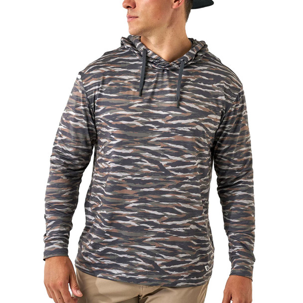 product variation Burlebo men's Tiger Stripe Camo/Wetland performance hoodie, UPF 50 moisture wicking pullover  image