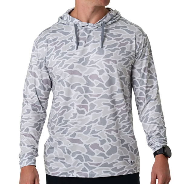 product variation Burlebo men's White Camo performance hoodie, UPF 50 moisture wicking pullover  image