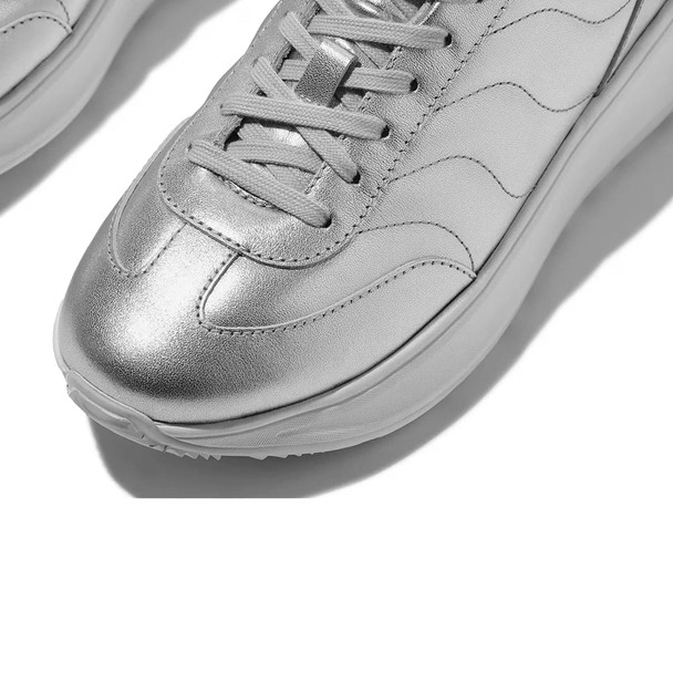 product variation FITFLOP Women's F-Mode T-Toe Wave Metallic Silver Leather Sneakers (E2E-011) image