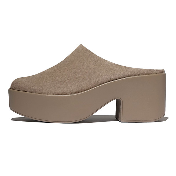 product variation FITFLOP Women's Platfforms Taupe Suede Heeled Mules (E4C-076) image