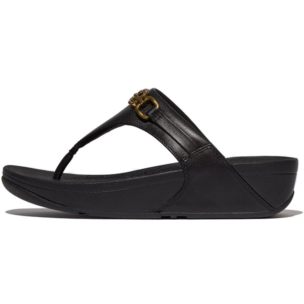 product variation Open Box (Damaged package): FITFLOP Lulu Square-Chain Leather Toe-Post Sandals, Color: Black, Size: 8 (E1I-001-060) image