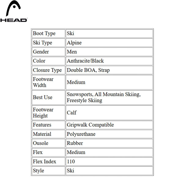 product variation HEAD Kaliber 110 MV GW BOA2 Anthracite/Black Ski Boots (605136) image