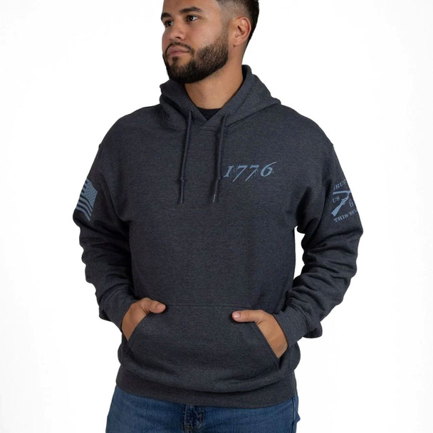 product variation GRUNT STYLE Unisex 1776 Flag Dark Heather Gray Hoodie (GS7619) image