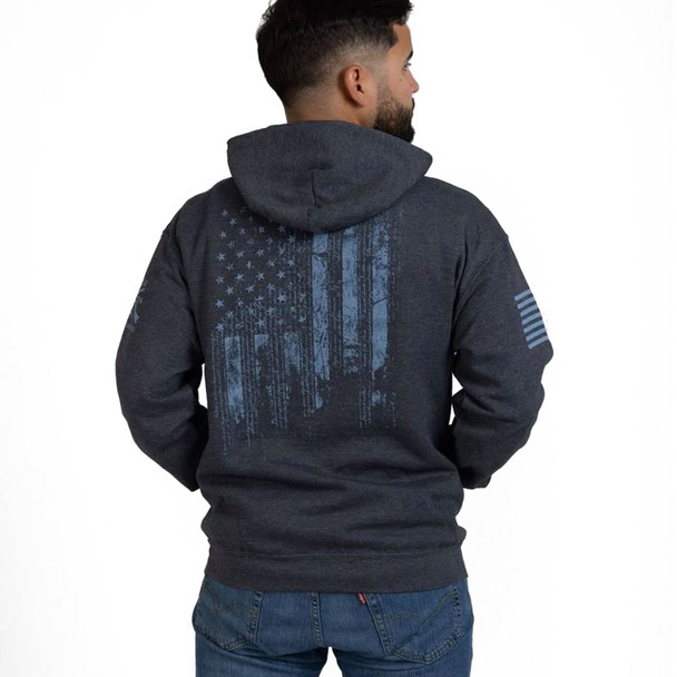 product variation GRUNT STYLE Unisex 1776 Flag Dark Heather Gray Hoodie (GS7619) image
