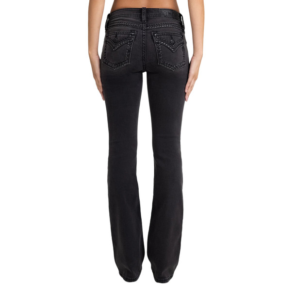 product variation MISS ME Women's Onyx Stitched Black Smoke 32in Faux Flap Pockets Mid-Rise Bootcut Jeans (M5014B434V) image