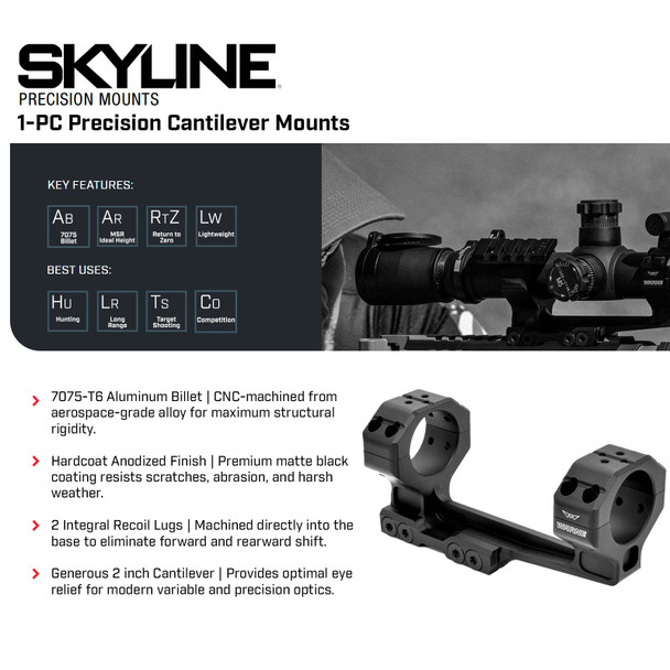 product variation WARNE Skyline Precision 1PC 35mm MSR 20 MOA Cantilever Mount (7842-20MOA) image