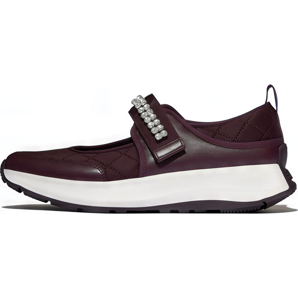 product variation FITFLOP F-Mode Flow Crystal-Strap Quilted Mary Janes Plumberry Shoes (LT6-C88) image