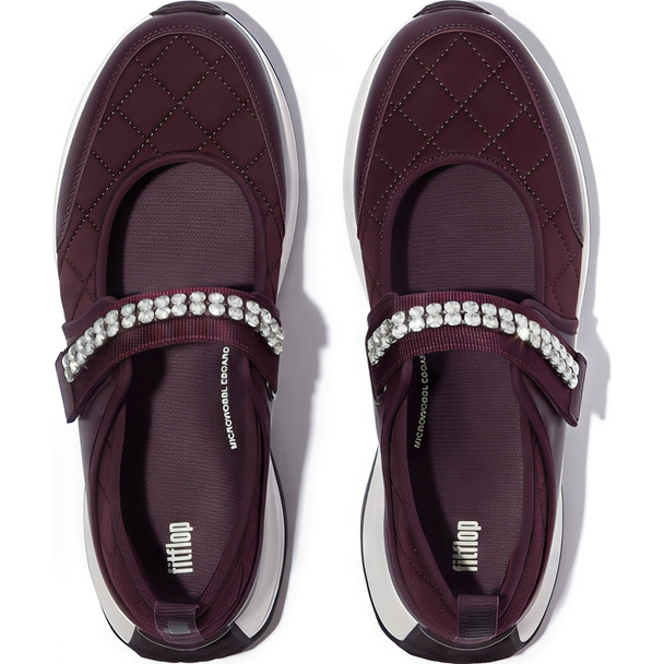 product variation FITFLOP F-Mode Flow Crystal-Strap Quilted Mary Janes Plumberry Shoes (LT6-C88) image