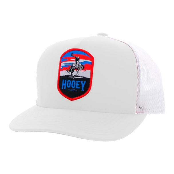 product variation HOOEY Cheyenne 5-Panel Hooey White/Blue Patch White/Red Trucker Cap (2344T-WH) image